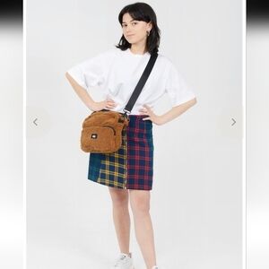 Lazy Oaf Women's Plaid Multi-Color Zipper Front Midi Skirt, Size 26